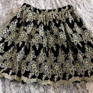 Gold Medium Lace Floral Skirt